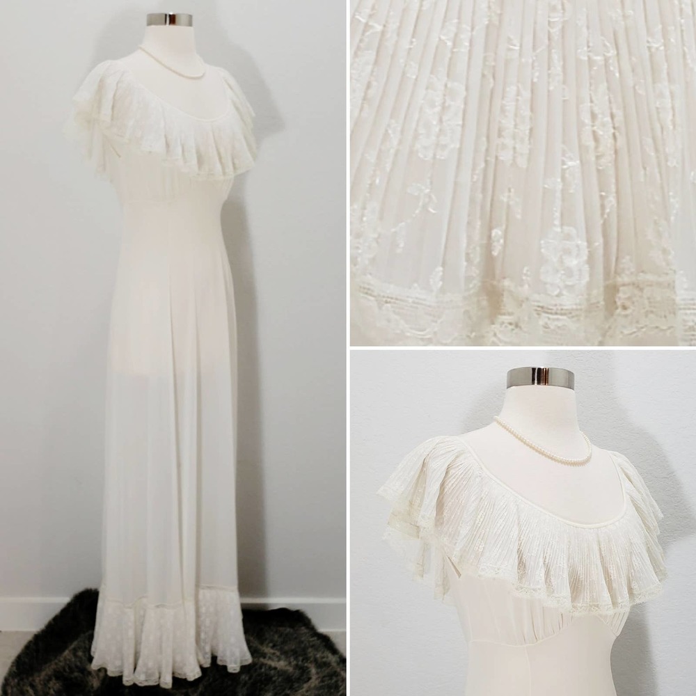 50s Van Raalte Sheerio Flutter Capelet Gown XS 32